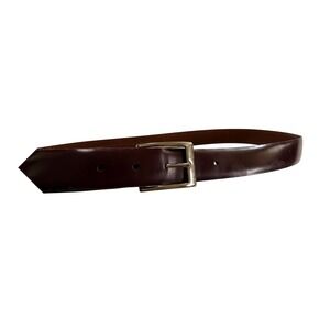 Cole Haan Mens Burgundy Leather Belt Solid Brass Buckle USA Made A1934 Size 42